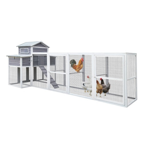 Extra Large Chicken Coop, Outdoor Wooden Coop 2 Nest Boxes, 5 Perches