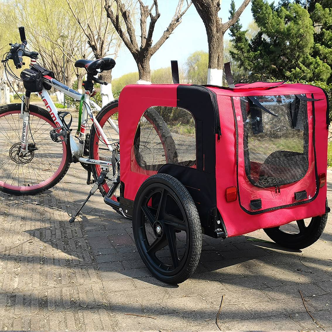 Bicycle Trailer For Pets Outdoor Foldable Dog Trailer With Reflectors