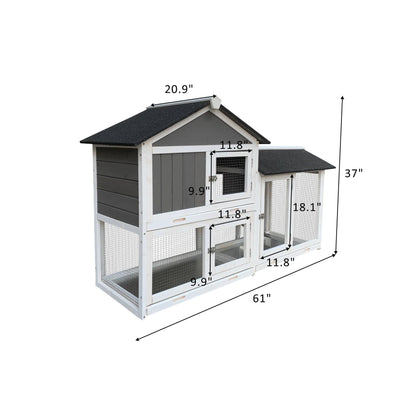 Removable Tray Ramp Wooden Outdoor Hen Hutch With Running Cage